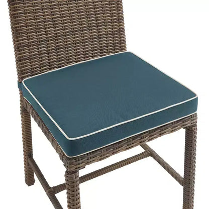 Ensemble de salle à manger 7 pièces en acier d'extérieur Bradenton Bleu marine/Brun vieilli – Crosley : avec housses de coussin amovibles, résistant aux UV
