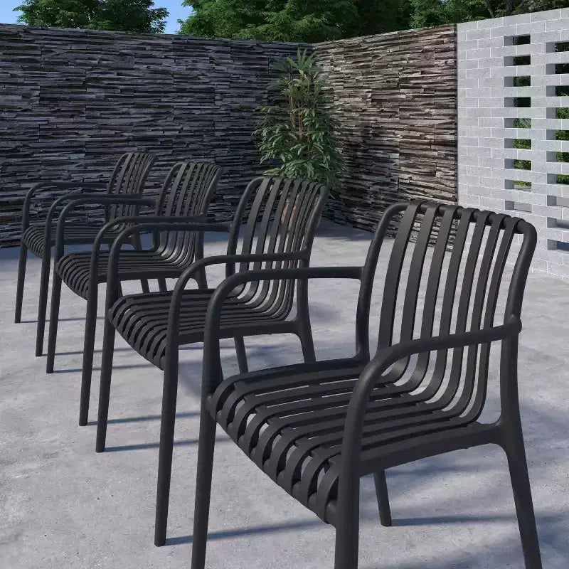 Amazonia Beijo 7pc Oval Outdoor Patio Dining Set Black
