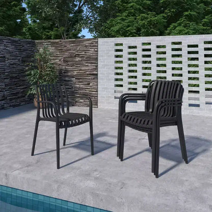 Amazonia Beijo 7pc Oval Outdoor Patio Dining Set Black