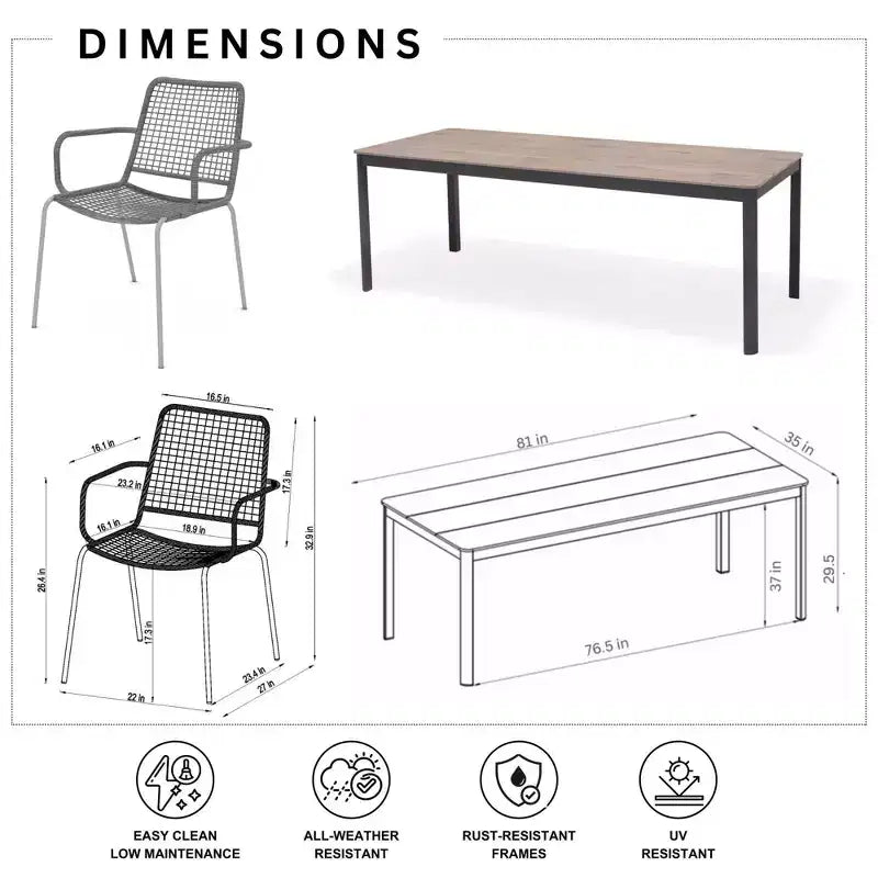 Amazonia Bahia 7pc Aluminum Rectangular Patio Dining Set Gray