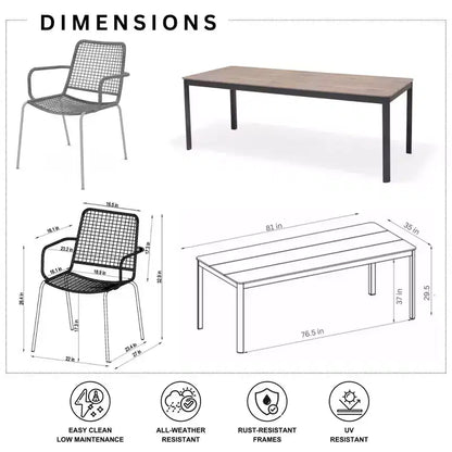 Amazonia Bahia 7pc Aluminum Rectangular Patio Dining Set Gray