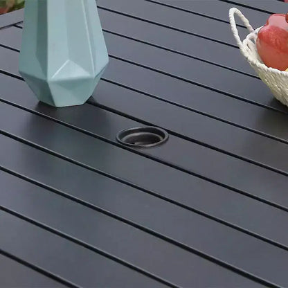 Ensemble de salle à manger d'extérieur 5 pièces avec table carrée à lattes métalliques et trou pour parasol de 4 cm – Captiva Designs : Ensemble de meubles de patio pour 4, acier thermolaqué