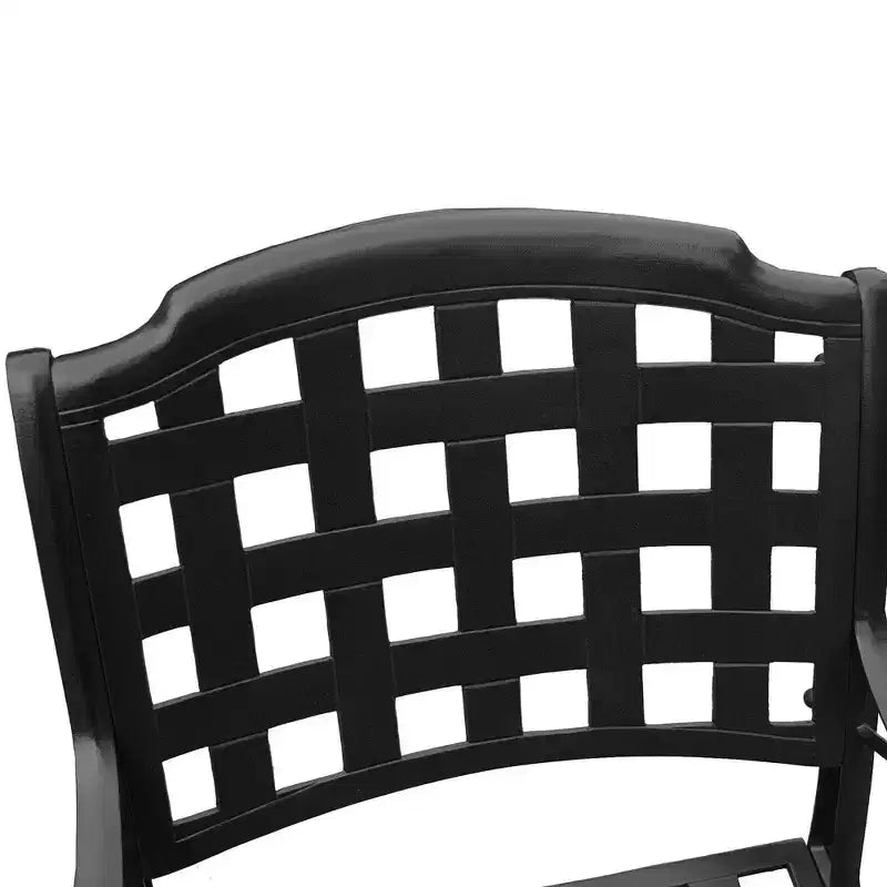 Ensemble de salle à manger de patio 7 pièces avec table ronde en aluminium maillé extérieur moderne et orné de 59 po et chaises à damier - Noir - Oakland Living