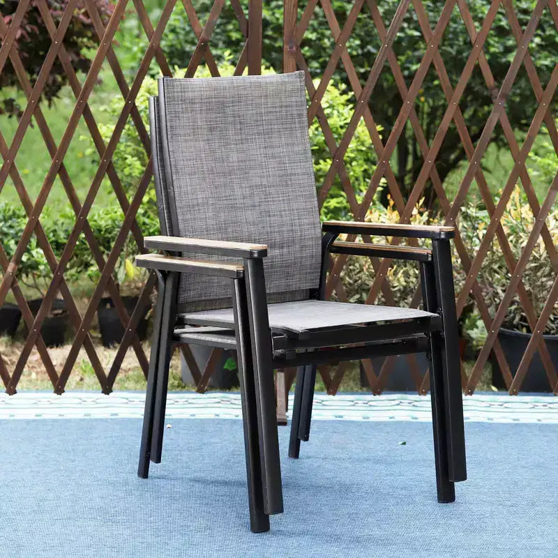 5pc Patio Set with Steel Table with 2" Umbrella Hole & Aluminum Frame Sling Chairs - Captiva Designs
