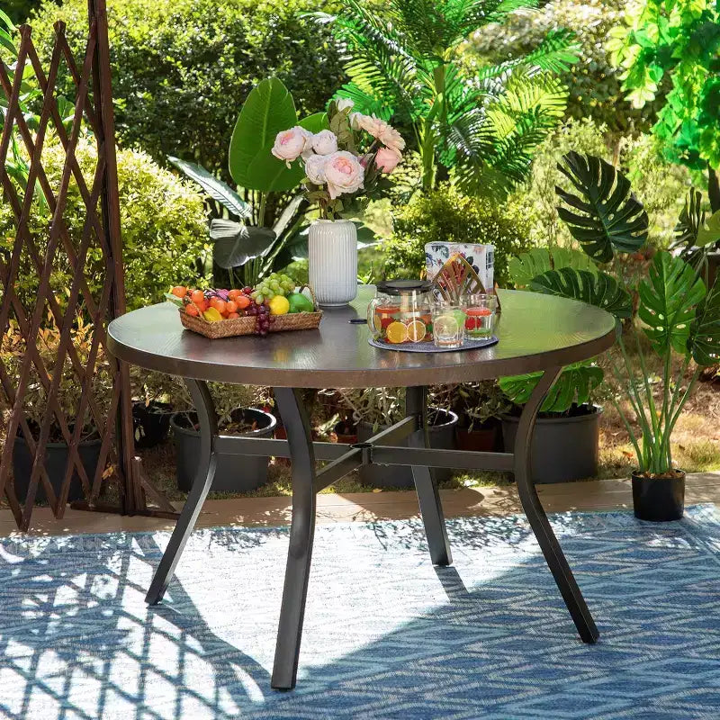5pc Patio Set with Steel Table with 2" Umbrella Hole & Aluminum Frame Sling Chairs - Captiva Designs