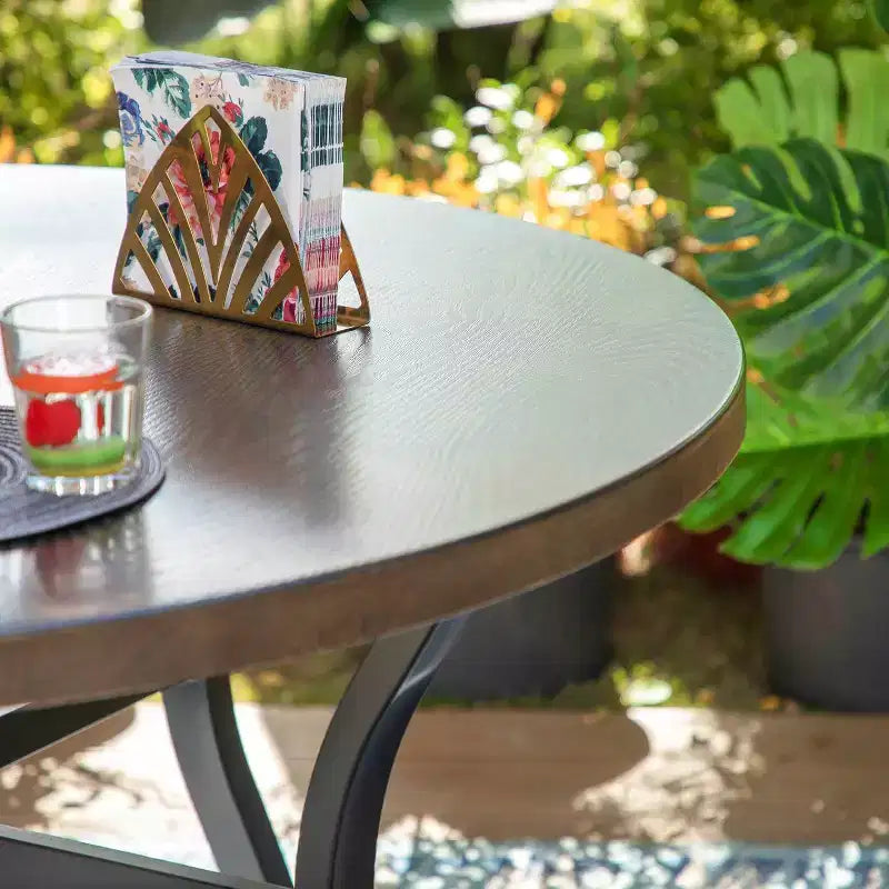 5pc Patio Set with Steel Table with 2" Umbrella Hole & Aluminum Frame Sling Chairs - Captiva Designs