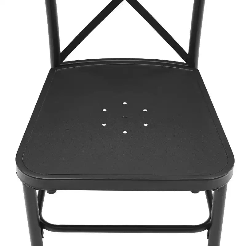 Astrid 7pc Outdoor Metal Dining Set - Matte Black - Crosley: Weather-Resistant, 6 Armless Chairs, Rectangular Table with Umbrella Hole
