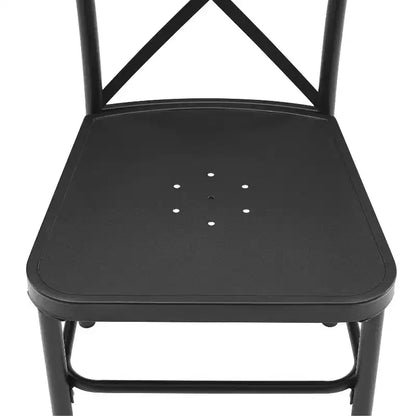 Astrid 7pc Outdoor Metal Dining Set - Matte Black - Crosley: Weather-Resistant, 6 Armless Chairs, Rectangular Table with Umbrella Hole