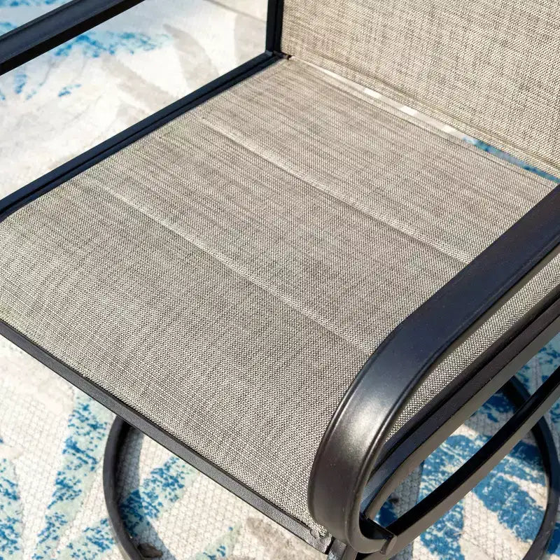 Patio Set with Steel Table with 1.57" Umbrella Hole & Steel Swivel Sling Arm Chairs - Captiva Designs