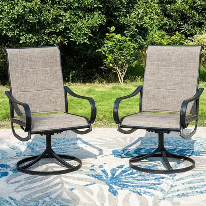 Patio Set with Steel Table with 1.57" Umbrella Hole & Steel Swivel Sling Arm Chairs - Captiva Designs