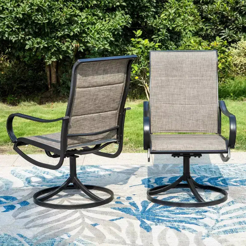 Patio Set with Steel Table with 1.57" Umbrella Hole & Steel Swivel Sling Arm Chairs - Captiva Designs