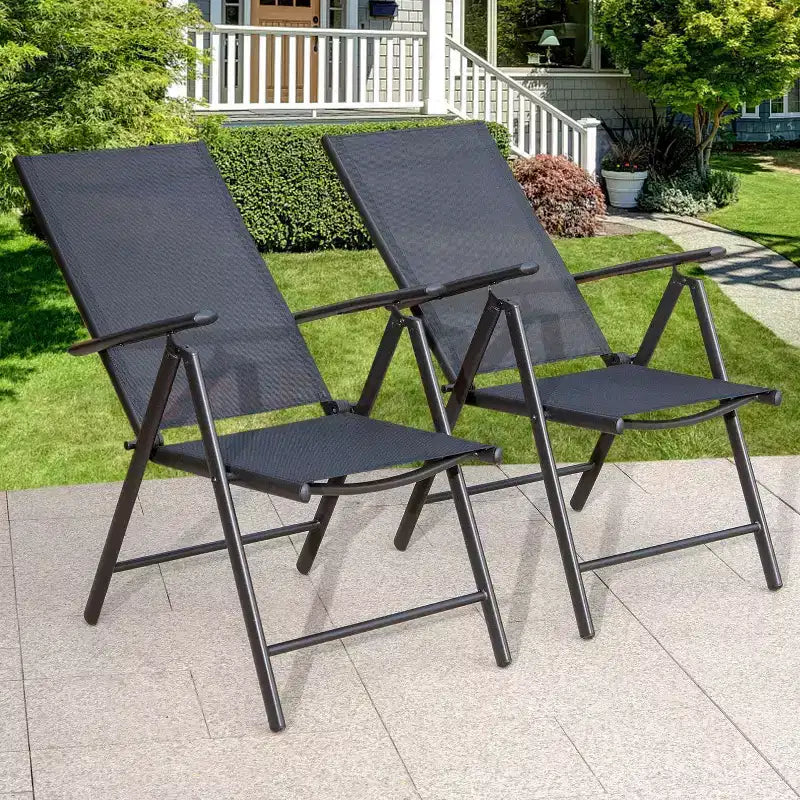 5pc Patio Dining Set with Round Table & Foldable Chairs - Captiva Designs: Weather-Resistant Aluminum