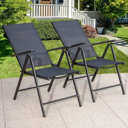 5pc Patio Dining Set with Round Table & Foldable Chairs - Captiva Designs: Weather-Resistant Aluminum