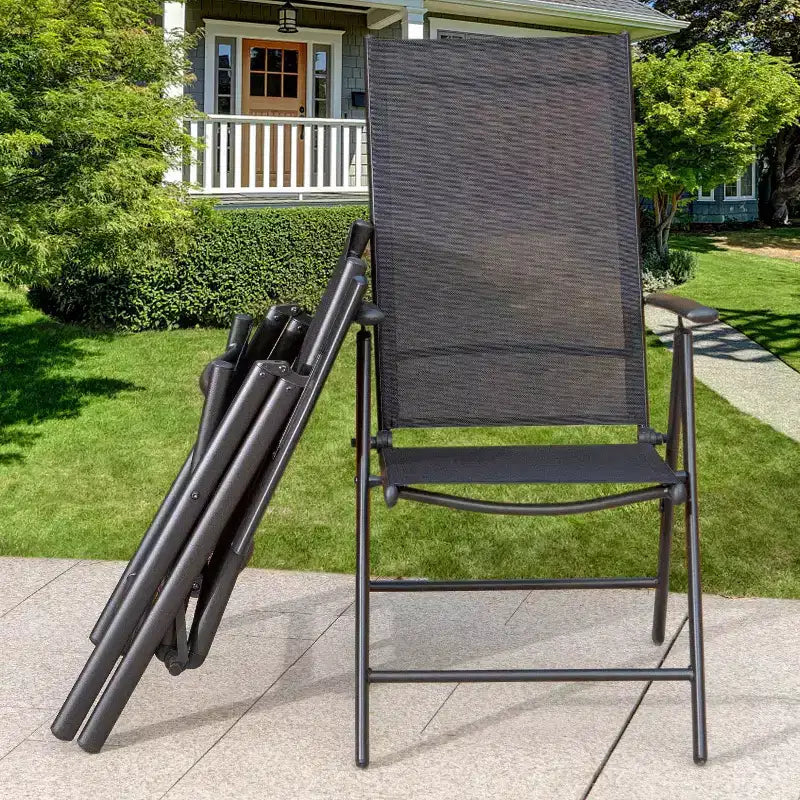 5pc Patio Dining Set with Round Table & Foldable Chairs - Captiva Designs: Weather-Resistant Aluminum