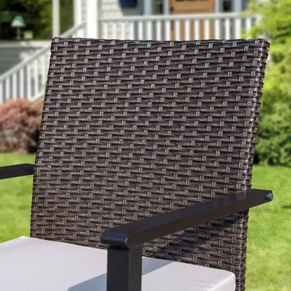 7pc Outdoor Dining Set: Steel Table, Wicker Chairs, Cushions - Captiva Designs