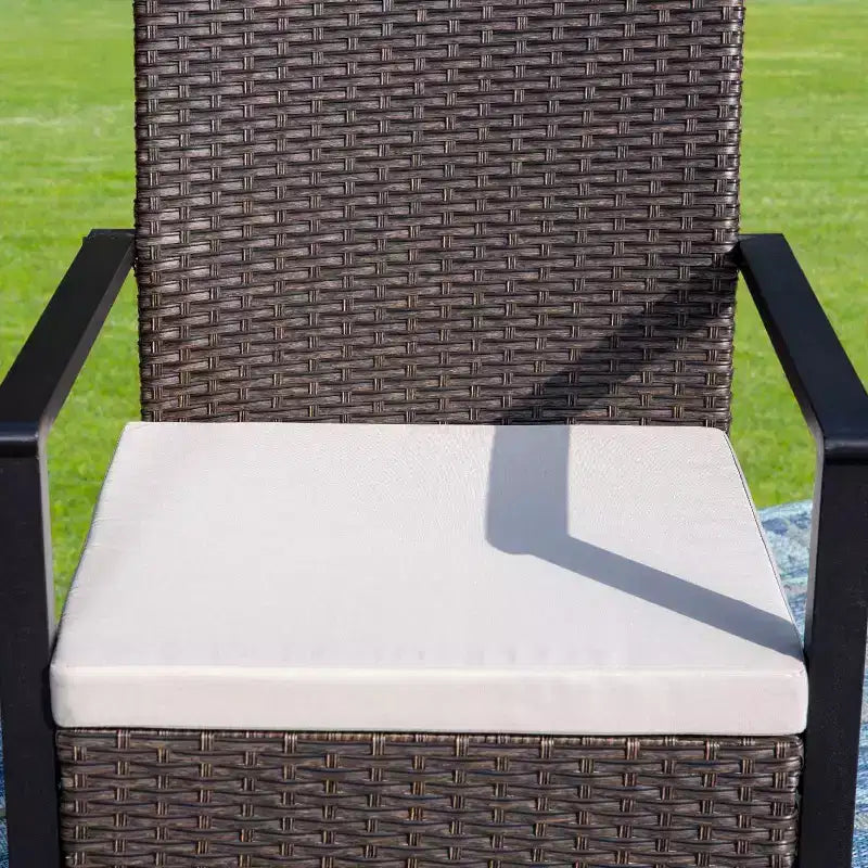 7pc Outdoor Dining Set: Steel Table, Wicker Chairs, Cushions - Captiva Designs