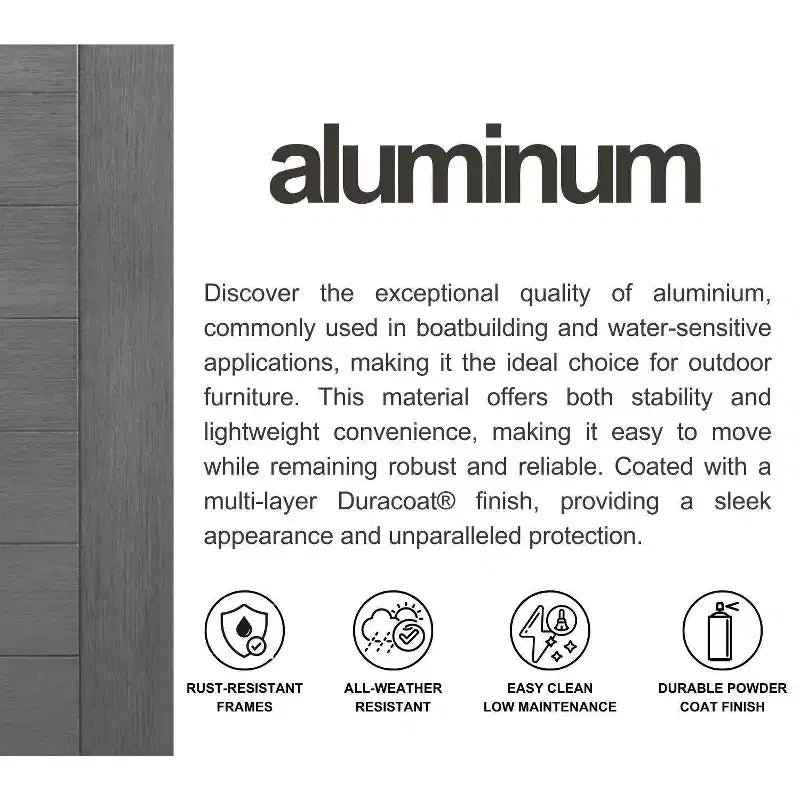 Amazonia Axe Ensemble de salle à manger rectangulaire 7 pièces en aluminium pour terrasse, noir