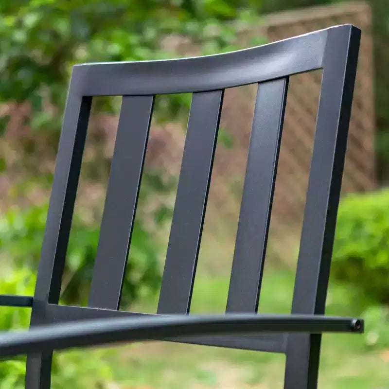 5pc Outdoor Dining Set with Stackable Chairs & Round Metal Table - Black - Captiva Designs: Weather-Resistant Patio Set