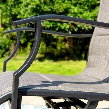 7pc Outdoor Dining Set with with Padded Sling Chairs & Metal Rectangle Table with Umbrella Hole - Captiva Designs