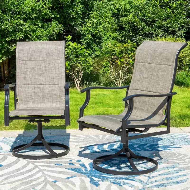 7pc Outdoor Dining Set with with Padded Sling Chairs & Metal Rectangle Table with Umbrella Hole - Captiva Designs