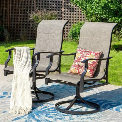 7pc Outdoor Dining Set with with Padded Sling Chairs & Metal Rectangle Table with Umbrella Hole - Captiva Designs