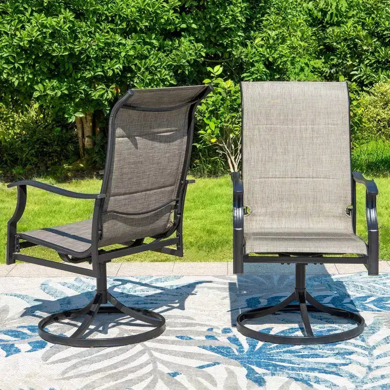 7pc Outdoor Dining Set with with Padded Sling Chairs & Metal Rectangle Table with Umbrella Hole - Captiva Designs