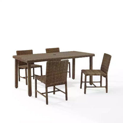 5pc Bradenton Outdoor Steel Dining Set Navy/Weathered Brown - Crosley: Polyester Cushions, UV-Resistant
