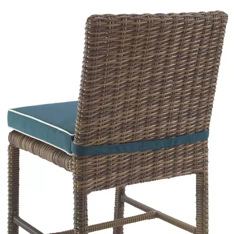 5pc Bradenton Outdoor Steel Dining Set Navy/Weathered Brown - Crosley: Polyester Cushions, UV-Resistant