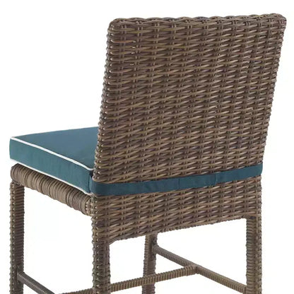 5pc Bradenton Outdoor Steel Dining Set Navy/Weathered Brown - Crosley: Polyester Cushions, UV-Resistant