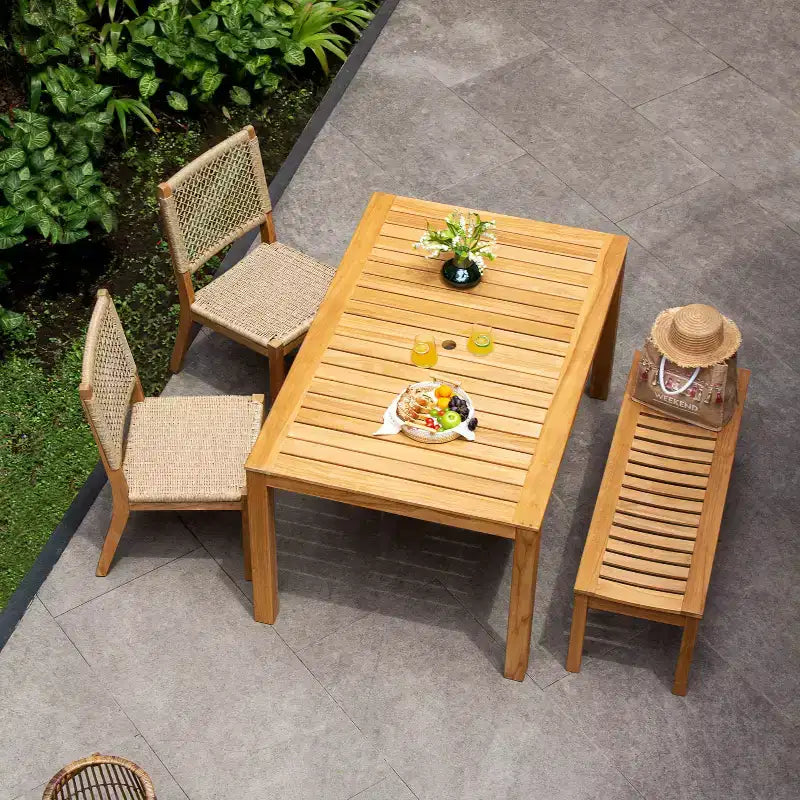 Sonoma Lane 4pc Eola Teak Wood Outdoor Patio Dining Set Brown - Weather-Resistant