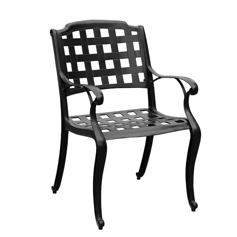 9pc Outdoor Dining Set with 95" Modern Mesh Lattice Aluminum Oval Table & Checker Arm Chairs - Oakland Living