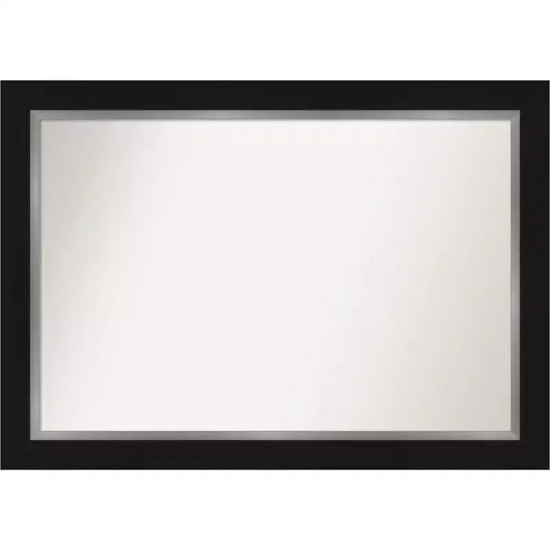 42" x 30" Non-Beveled Eva Bathroom Wall Mirror Black - Amanti Art: Modern Rectangle, Wall Mount