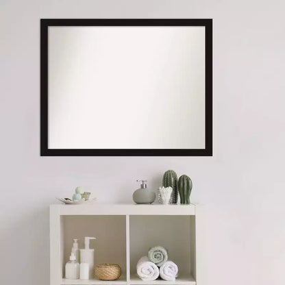 Miroir mural étroit de salle de bain noir Avon non biseauté 30" x 24" - Amanti Art : Quincaillerie de montage incluse, cadre en polystyrène