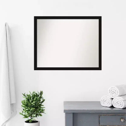 Miroir mural étroit de salle de bain noir Avon non biseauté 30" x 24" - Amanti Art : Quincaillerie de montage incluse, cadre en polystyrène