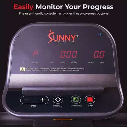 Sunny Health & Fitness Endurance Cardio Wide Treadmill with Handrails and Bluetooth