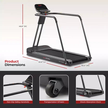Sunny Health & Fitness Endurance Cardio Wide Treadmill with Handrails and Bluetooth