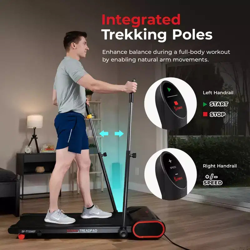 Sunny Health & Fitness Smart Slim Treadmill with Arm Exerciser