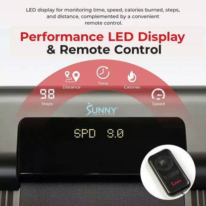 Sunny Health & Fitness Smart Slim Treadmill with Arm Exerciser