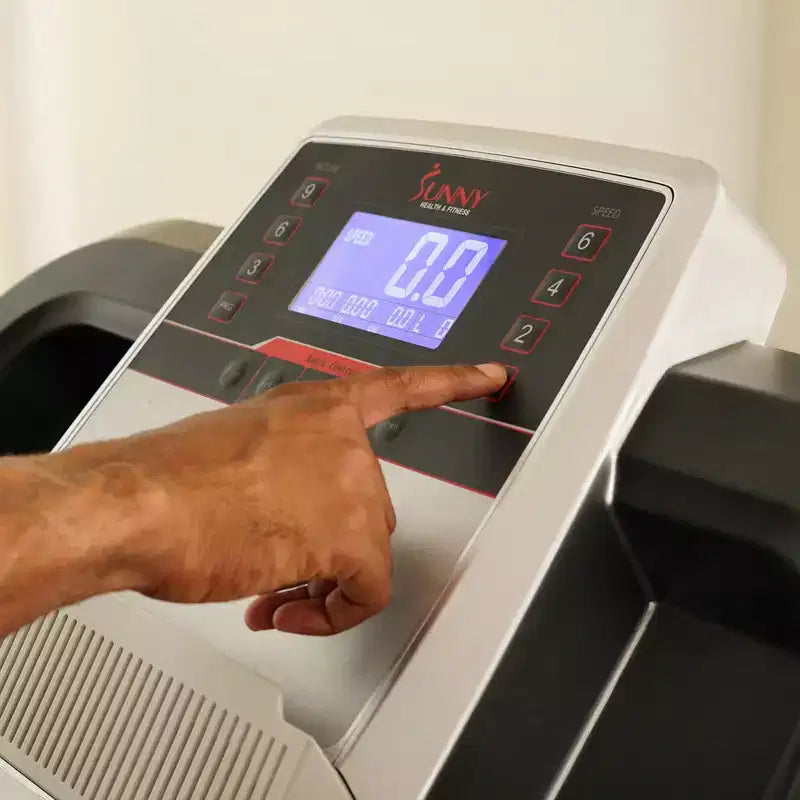 Sunny Health & Fitness Incline Treadmill with Bluetooth Speakers and USB Charging Function