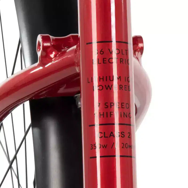 Huffy Lyndon Step-Through Electric Bike - 27.5" Wheels - 20 MPH - 36V - Red