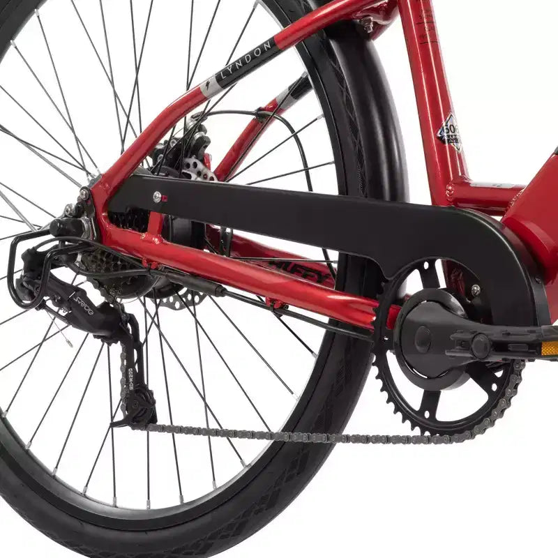 Huffy Lyndon Step-Through Electric Bike - 27.5" Wheels - 20 MPH - 36V - Red