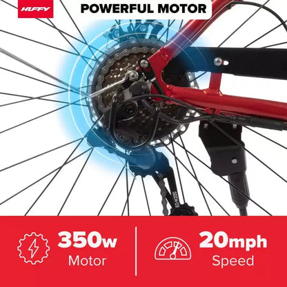 Huffy Lyndon Step-Through Electric Bike - 27.5" Wheels - 20 MPH - 36V - Red