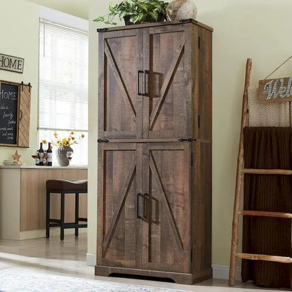 72 Garde-manger de cuisine de style campagnard, armoire de rangement avec portes coulissantes de grange - N/A