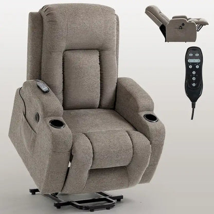 Fauteuil inclinable releveur électrique Lazy Boy, fauteuil de massage moderne à moteur unique avec chauffage lombaire, port de chargement USB, porte-gobelets