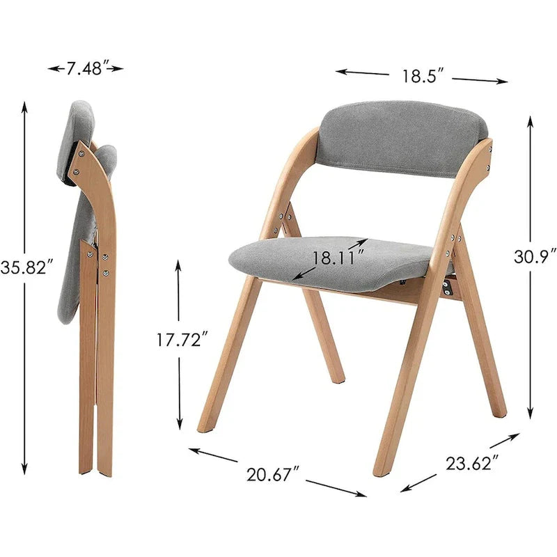 Chaises de salle à manger pliantes empilables en bois avec sièges rembourrés (lot de 4)