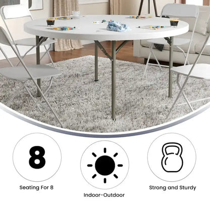 Table de réception pliante ronde en plastique de 1,5 m avec surface épaisse de 5 cm