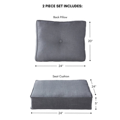 Ensemble de deux coussins d'extérieur haut de gamme Sunbrella pour assise profonde