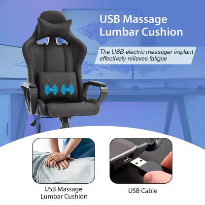 FDW Gaming Chiar Comfortable and Stylish Massage Office Chair with Adjustable Lumbar Support 360-Degree Swivel and Smooth-Rolling Casters