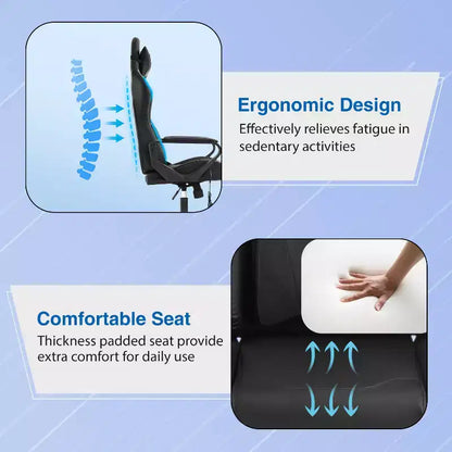 FDW Gaming Chiar Comfortable and Stylish Massage Office Chair with Adjustable Lumbar Support 360-Degree Swivel and Smooth-Rolling Casters