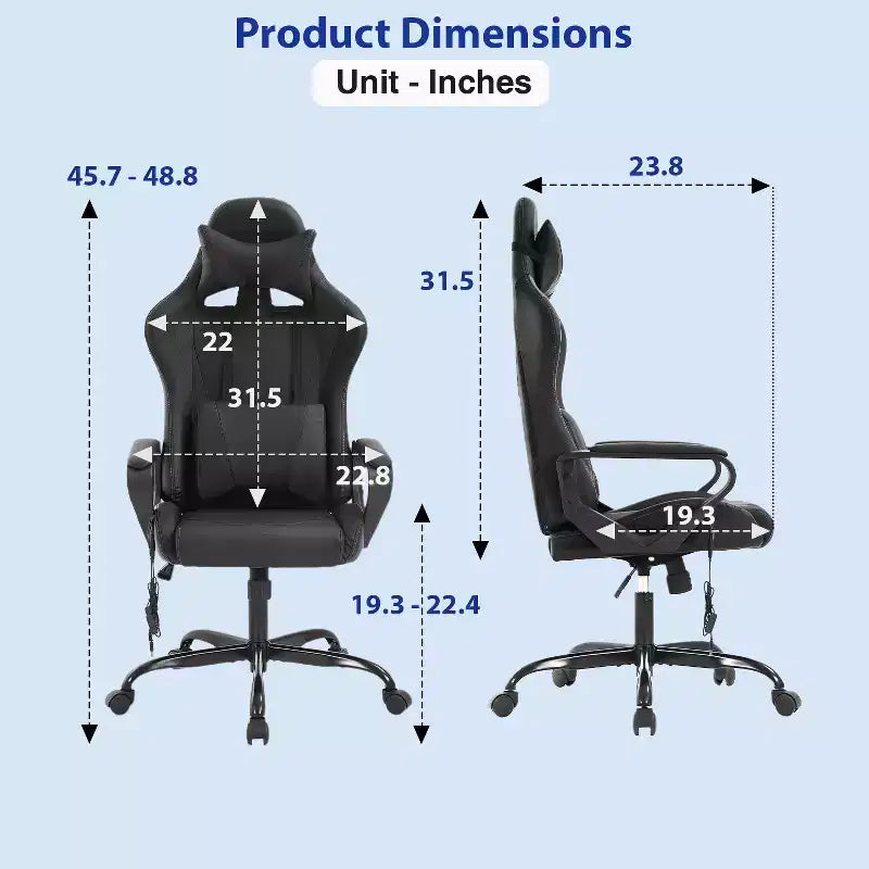 FDW Gaming Chiar Comfortable and Stylish Massage Office Chair with Adjustable Lumbar Support 360-Degree Swivel and Smooth-Rolling Casters